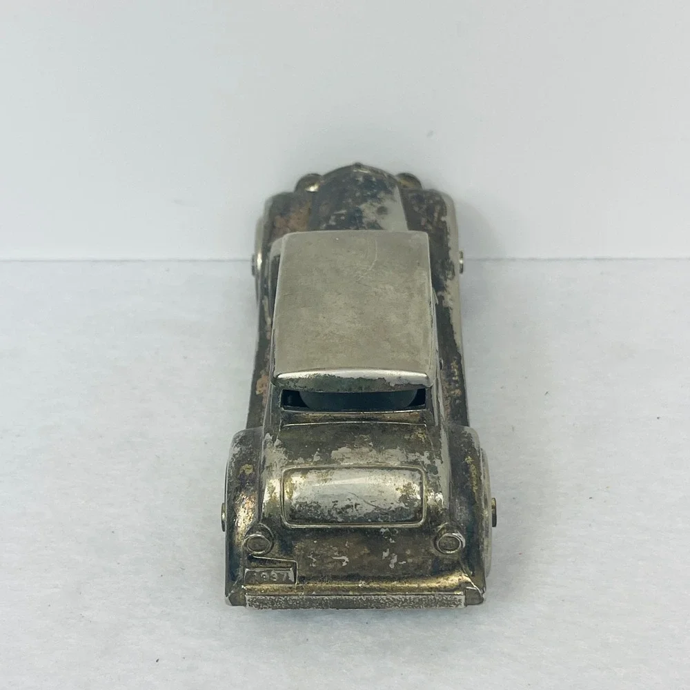 Vintage 1937 Rolls Royce Phantom Metal Coin Bank Silver Tone Die Cast Car 5.5in